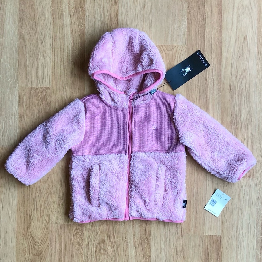 NWT Spyder Baby Girl Sherpa Coat-Pink with Hood